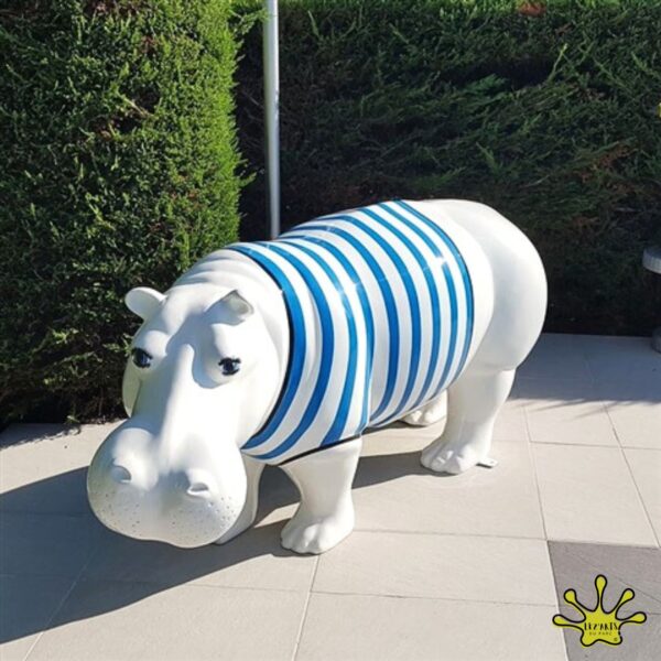 STATUE EN RESINE HIPPOPOTAME MARINIERE