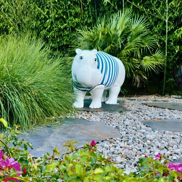 STATUE EN RESINE HIPPOPOTAME MARINIERE
