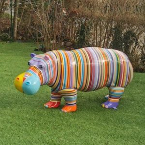 hippopotame multicolore statue
