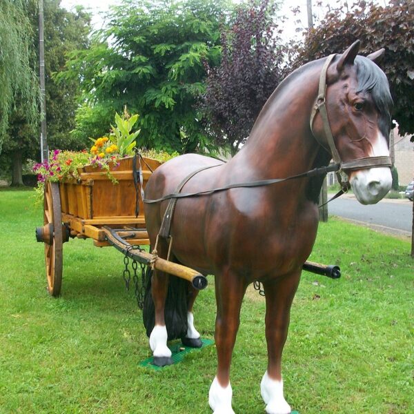 statue animaux en résine cheval de trait réalise