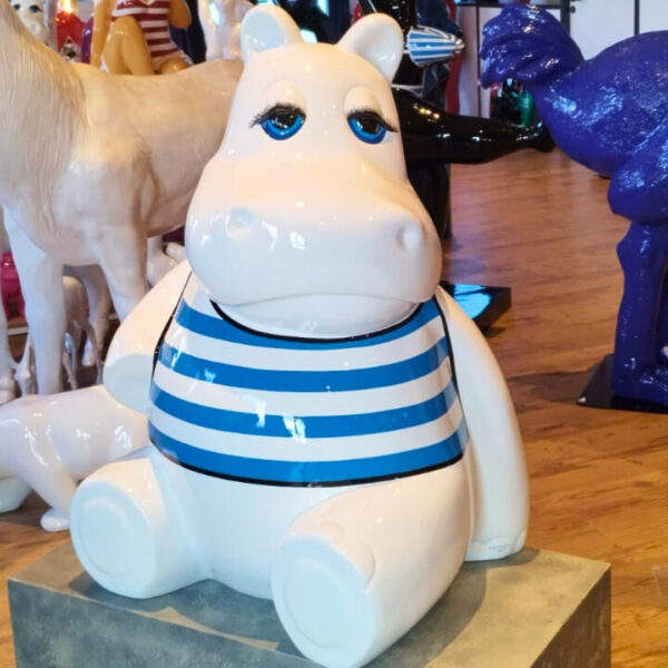 STATUE EN RESINE HIPPOPOTAME ASSIS MARINIERE