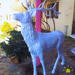 STATUE DE CERF EN RESINE TETE HAUTE BRILLANT