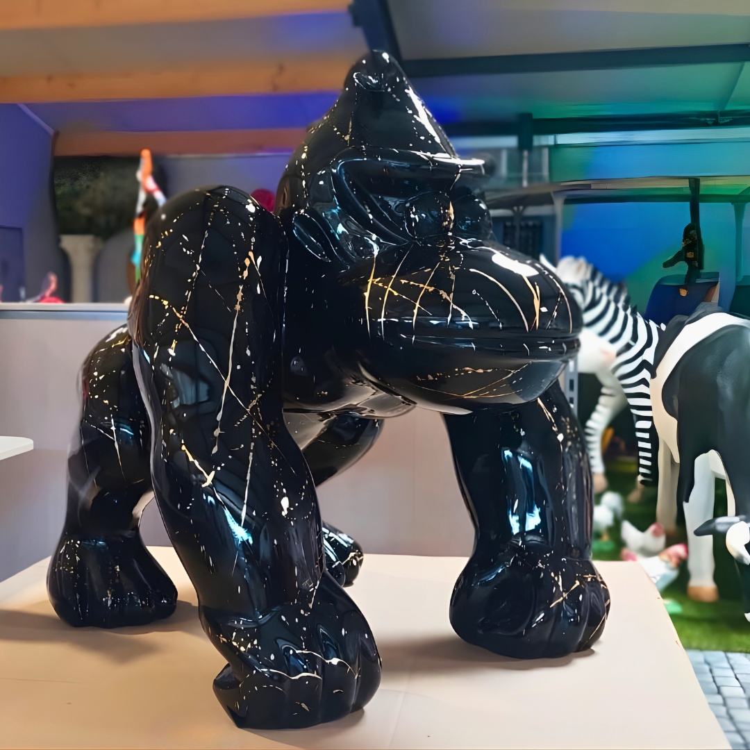 STATUE EN RESINE DE DONKEY KONG NOIR SPLASH OR