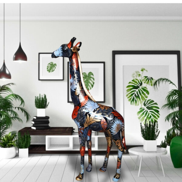 STATUE GIRAFE EN RESINE DECORATION OR ET ARGENT