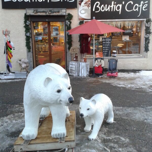 STATUE EN RESINE OURS POLAIRE REALISTE BLANC