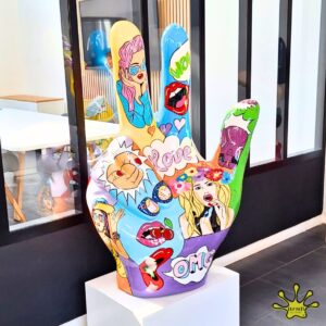 STATUE DE MAIN EN RESINE DECORATION ARTISTIQUE POP ART