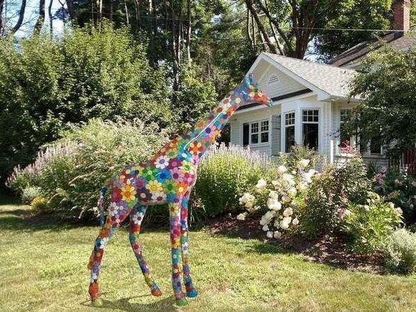 GIRAFE EN RESINE XXL DECO FLEURS