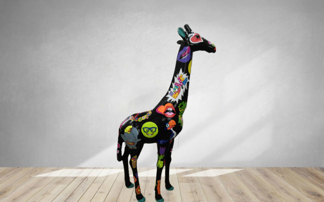 Girafe en résine pop art noire