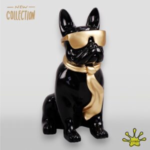 STATUE DE CHIEN BOULEDOGUE NOR ET OR