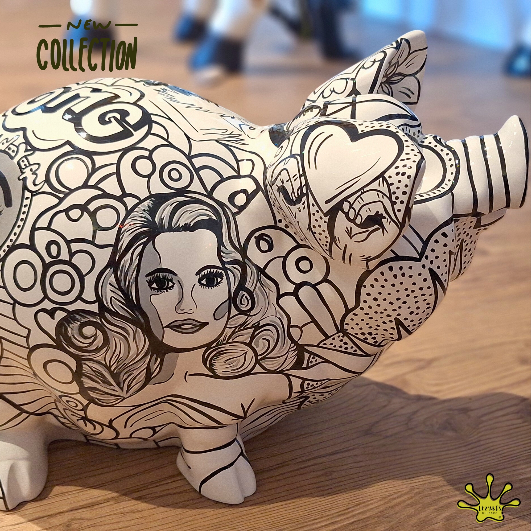 STATUE DE COCHON EN RESINE ARTISTIQUE POP ART