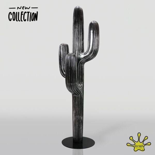 STATUE DE CACTUS PORTE MANTEAU ARGENT PATINE