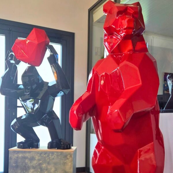 STATUE OURS ORIGAMI EN RESINE