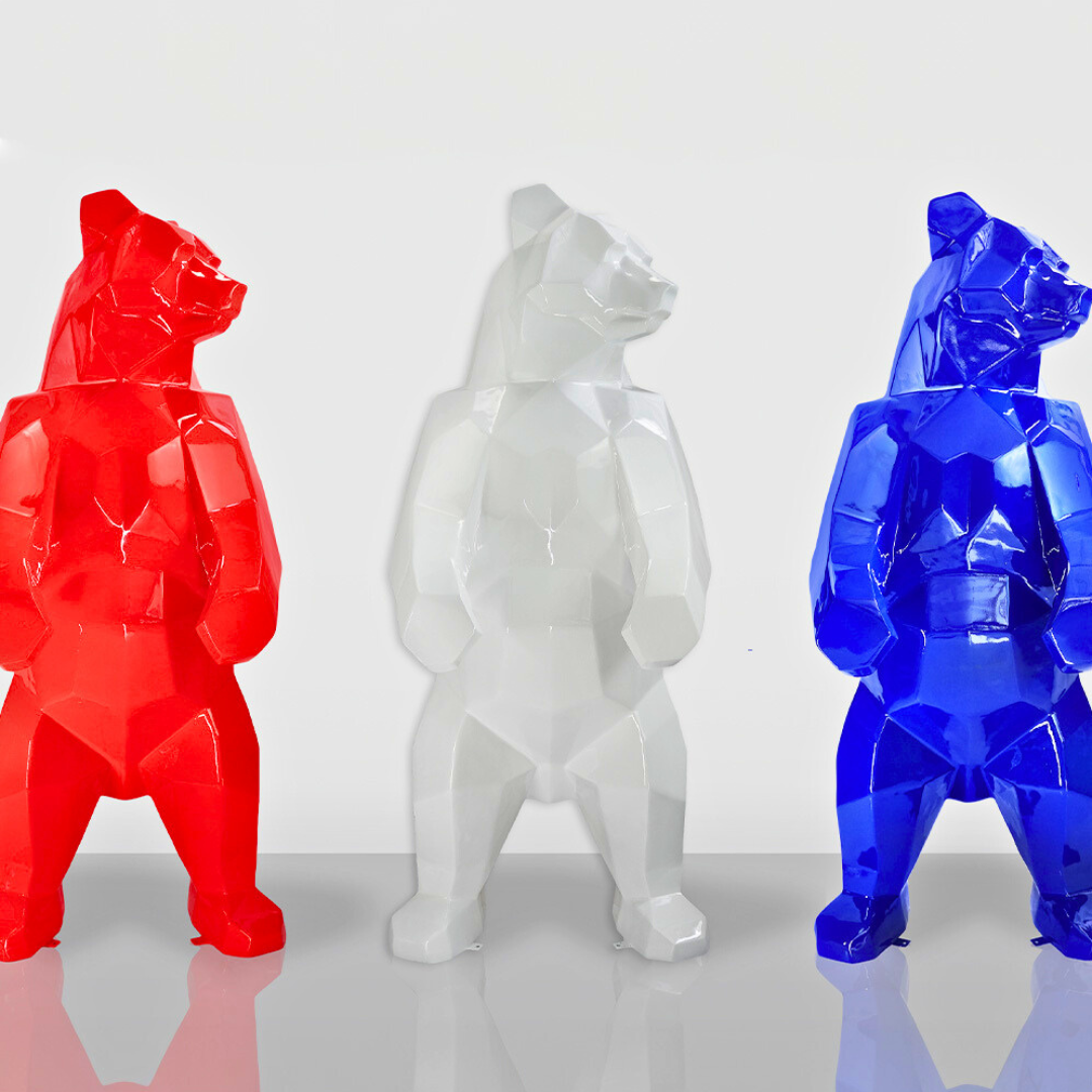 STATUE EN RESINE D'OURS ORIGAMI COULEUR AU CHOIX STATUE EN RESINE D'OURS ORIGAMI COULEUR AU CHOIX