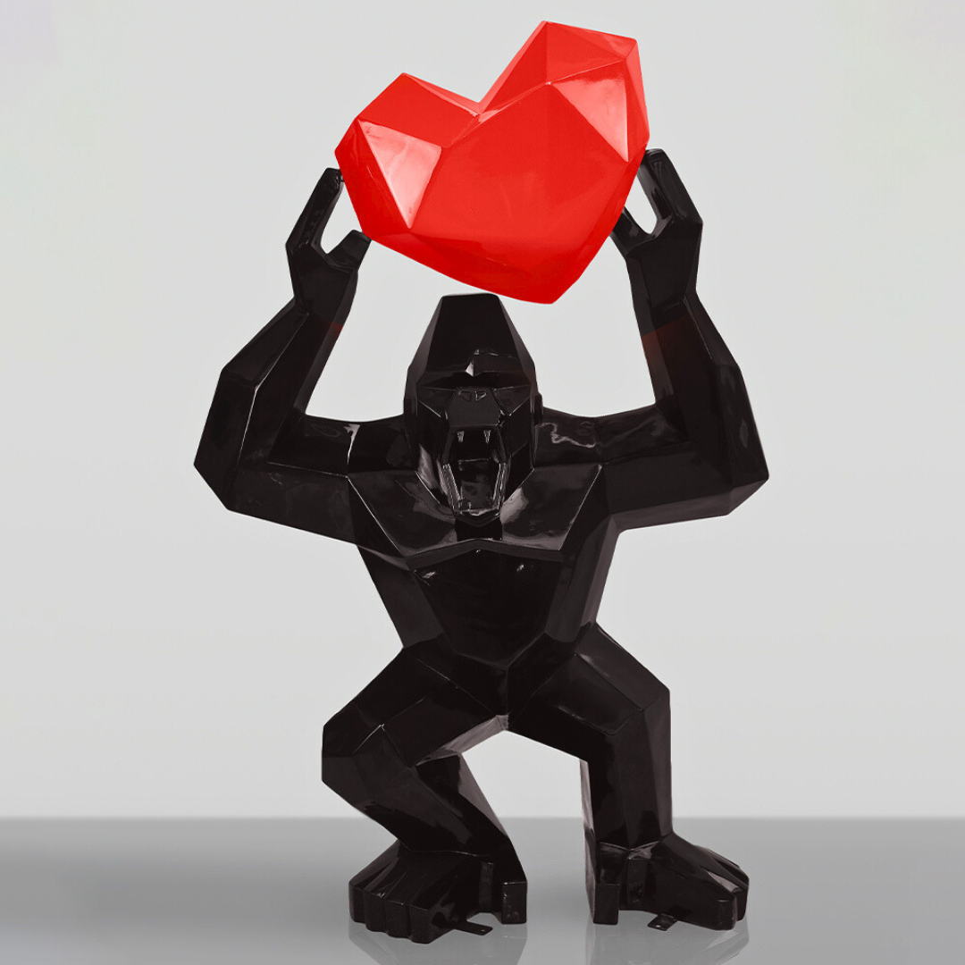 GORILLE ORIGAMI NOIR AVEC COEUR GORILLE ORIGAMI NOIR AVEC COEUR