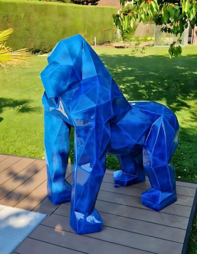 GORILLE ORIGAMI BLEU PATINE