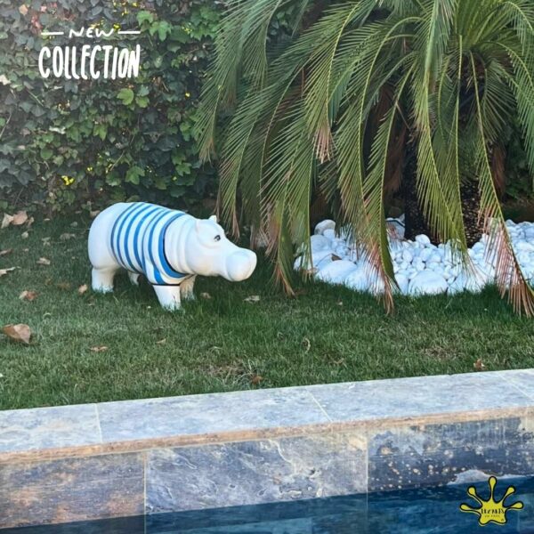 STATUE EN RESINE HIPPOPOTAME MARINIERE