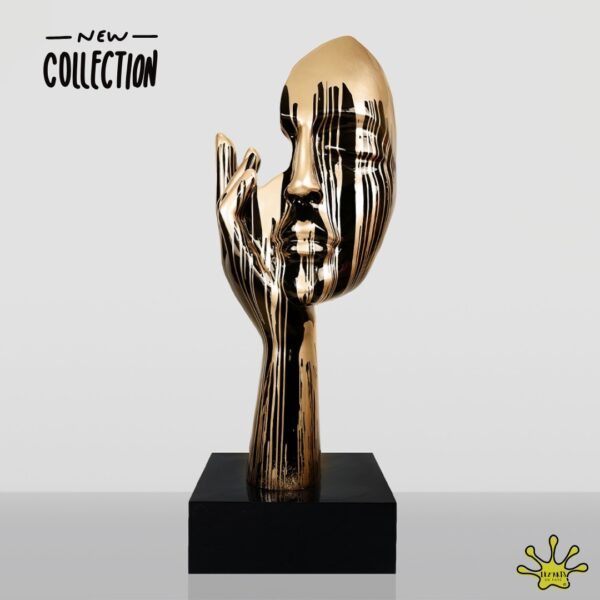 STATUE DE MASQUE EN RESINE TRASH NOIR ET OR