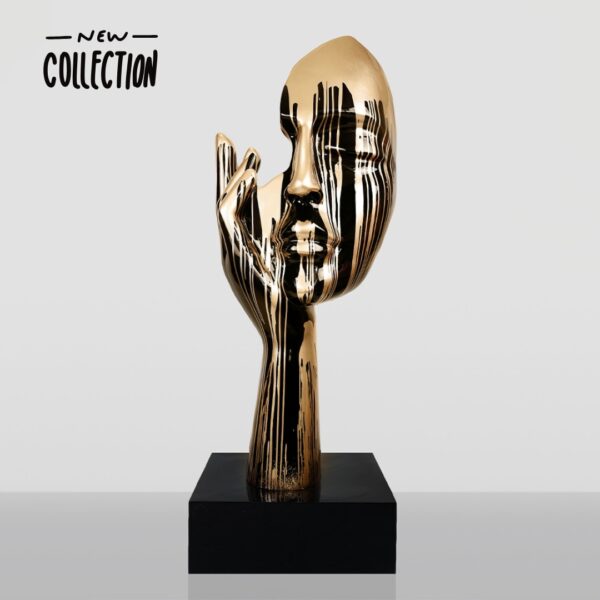 STATUE DE MASQUE EN RESINE TRASH NOIR ET OR