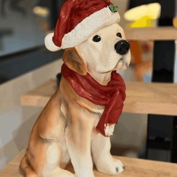 STATUE EN RESINE LABRADOR DE NOEL