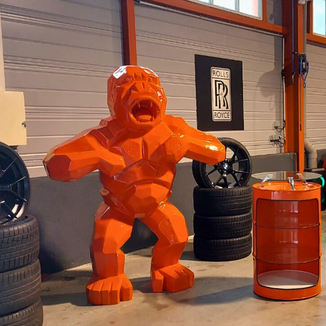 60'CHRONO 01 STATUE EN RESINE GORILLE ORIGAMI GEANT 60'CHRONO 01