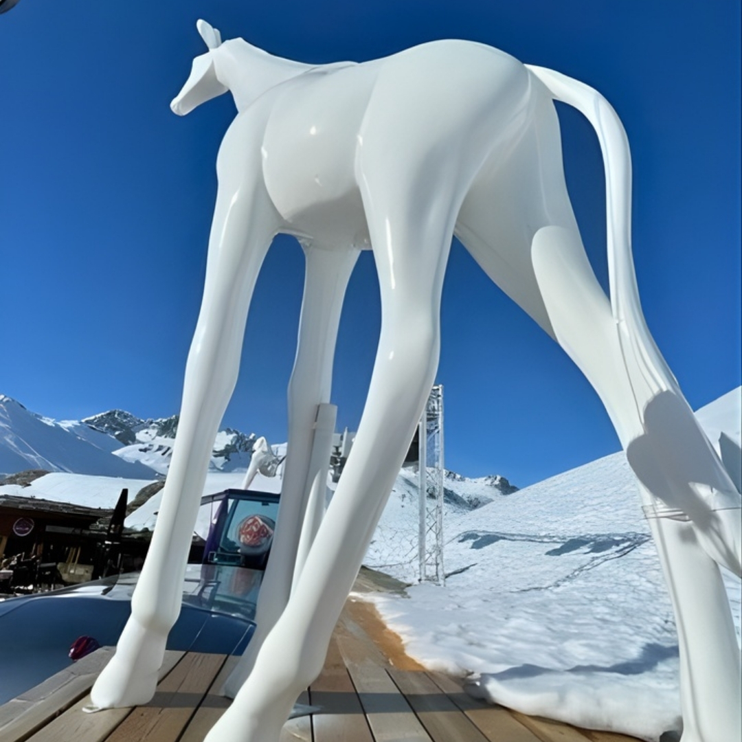 RESTAURANT LE BOLLIN TIGNES 73 STATUE GIRAFE EN RESINE GEANTE TIGNES 73