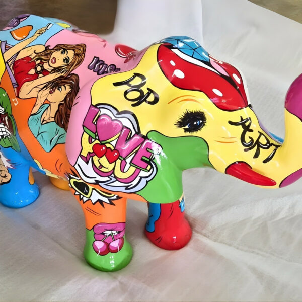 STATUE EN RESINE ELEPHANTEAU POP ART
