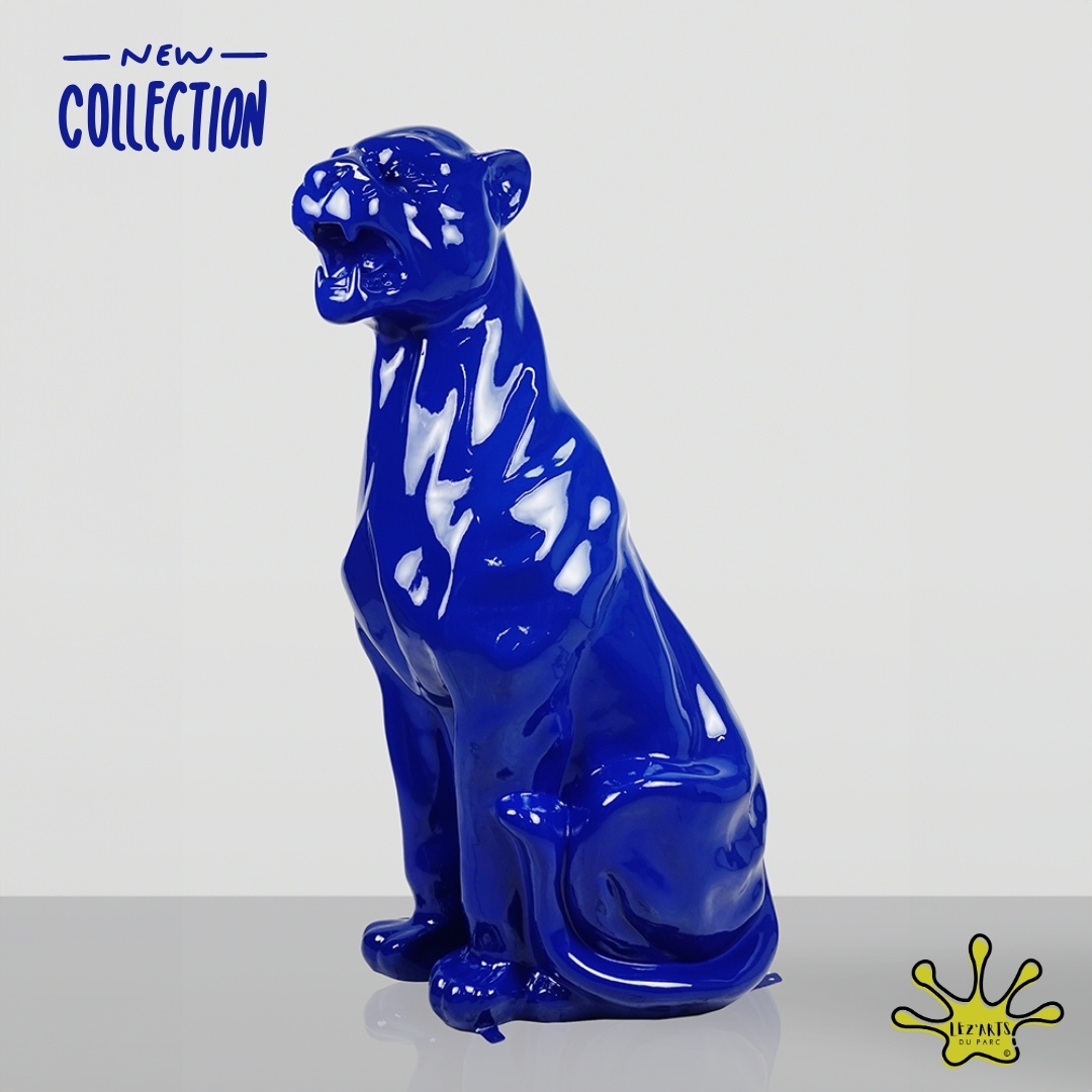 STATUE EN RESINE PANTHERE ORIGAMI ASSISE GEANTE STATUE EN RESINE PANTHERE ORIGAMI ASSISE GEANTE