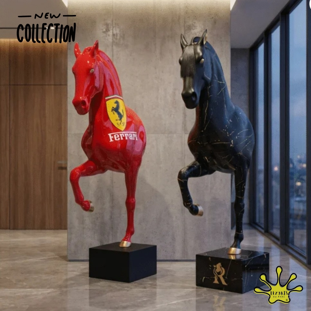 STATUE EN RESINE DEMI CHEVAL VEHICULE LUXE STATUE EN RESINE DEMI CHEVAL VEHICULE LUXE