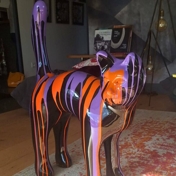 STATUE DE CHAT EN RESINE TRASH GRAND MODELE