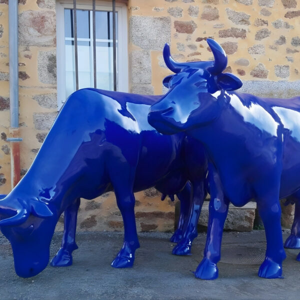 STATUE VACHE EN RESINE COW PARADE TETE HAUTE OU BASSE COULEUR AU CHOIX