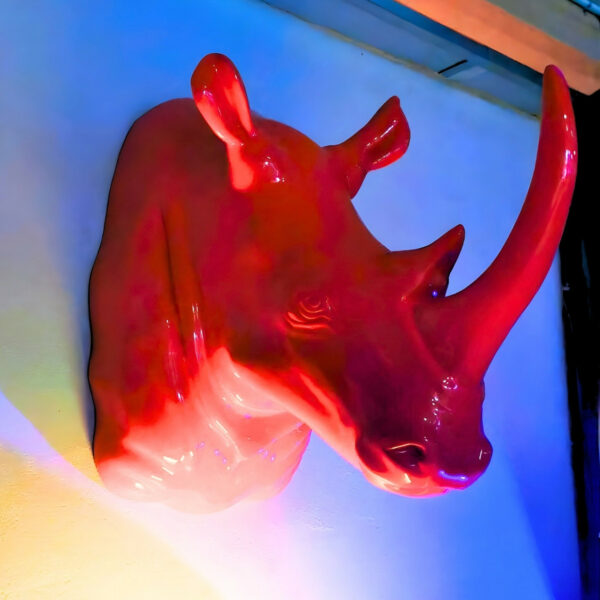 TROPHEE EN RESINE TETE DE RHINOCEROS GRANDEUR NATURE