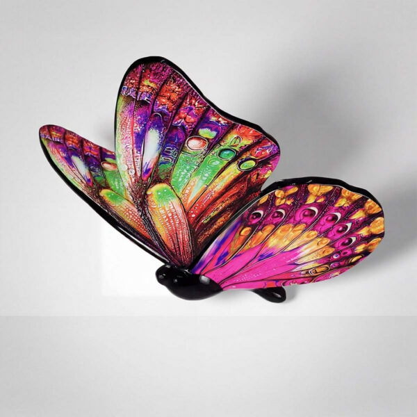 STATUE GRAND PAPILLON EN RESINE MULTICOLORE