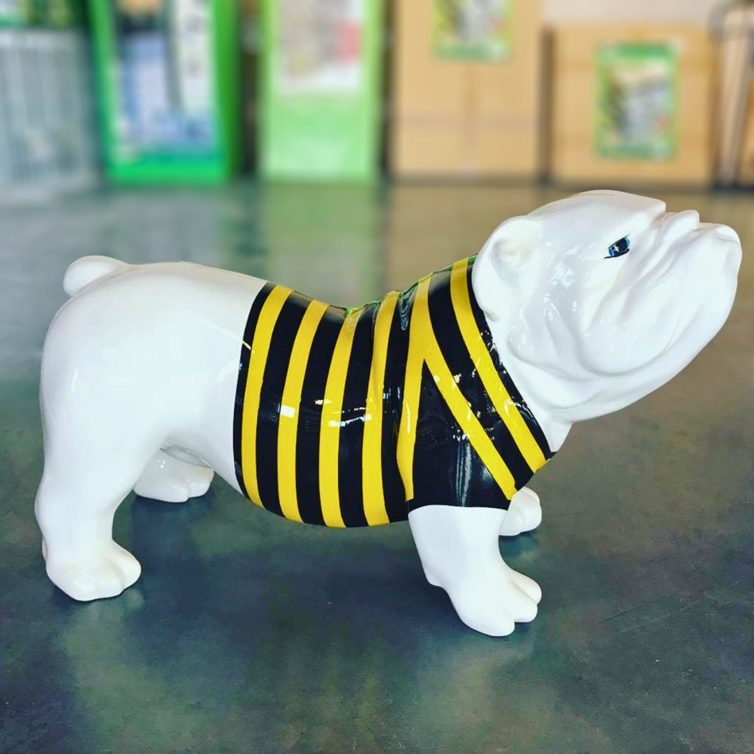 STATUE DE BOULEDOGUE EN RESINE MARINIERE JAUNE