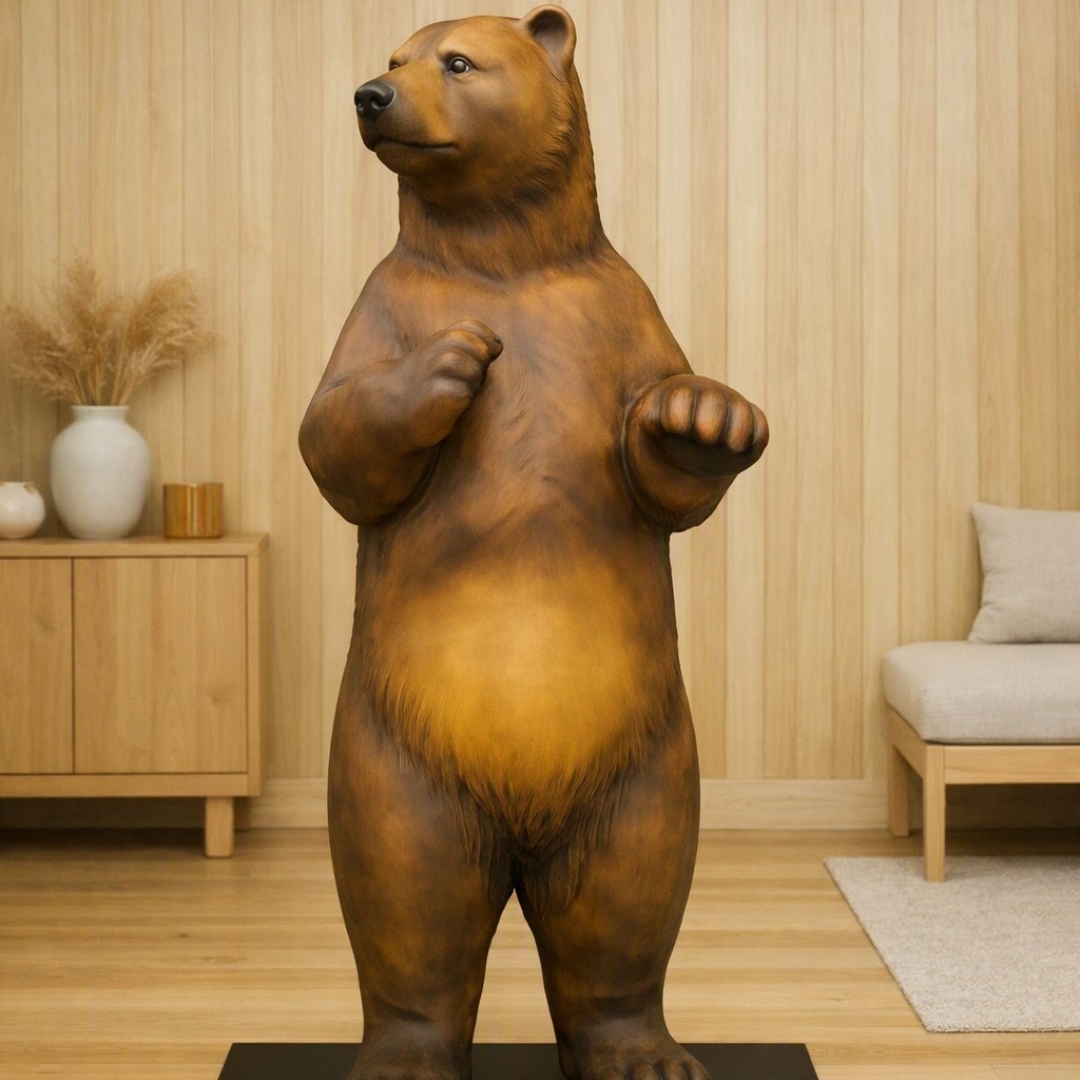 OURS BRUN EN RESINE DEBOUT